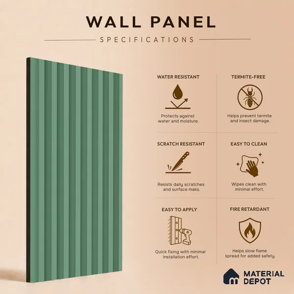 Smoke Grey Plain Colour Look PN 07159 9.5 ft x 4.7 inch Charcoal Panel - 11 mm | Suitable for Feature Wall, TV Unit & Living Room | Width is Subjected to 5% Variation