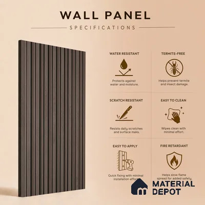 Cappucino Brown Plain Colour Look PN 07161 9.5 ft x 4.7 inch Charcoal Panel - 11 mm | Suitable for Feature Wall, TV Unit & Living Room | Width is Subjected to 5% Variation