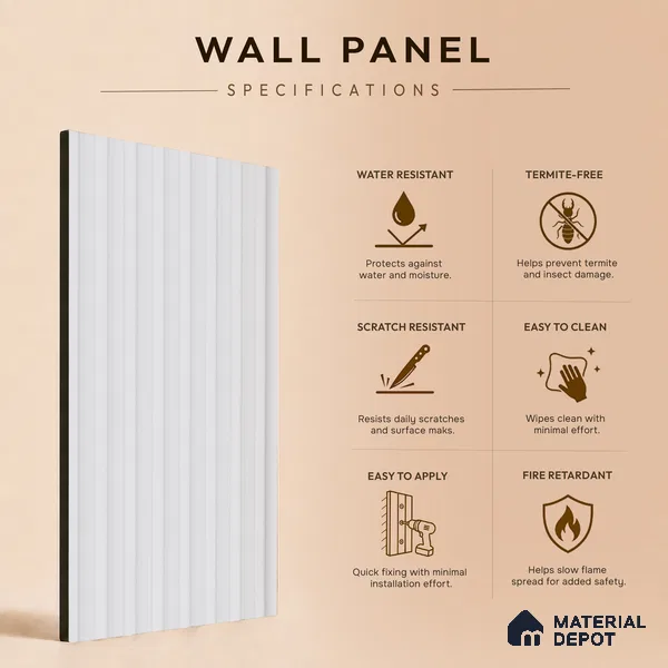 Dove Grey Plain Colour Look PN 07162 9.5 ft x 4.7 inch Charcoal Panel - 11 mm | Suitable for Feature Wall, TV Unit & Living Room | Width is Subjected to 5% Variation