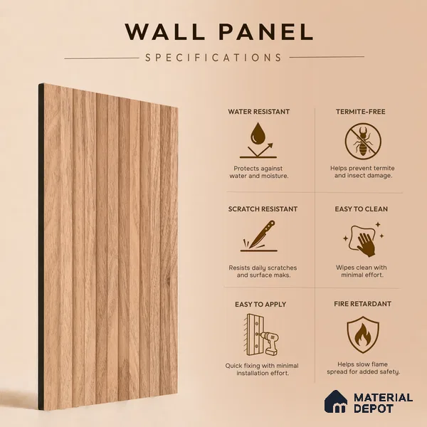Wooden Look PN 07165 9.5 ft x 4.7 inch Charcoal Panel - 11 mm | Suitable for Feature Wall, TV Unit & Living Room | Width is Subjected to 5% Variation