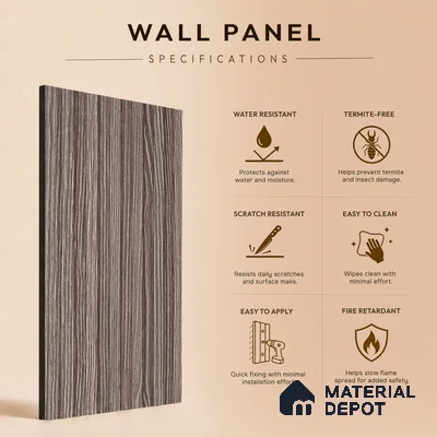 Wooden Look PN 07166 9.5 ft x 4.7 inch Charcoal Panel - 11 mm | Suitable for Feature Wall, TV Unit & Living Room | Width is Subjected to 5% Variation