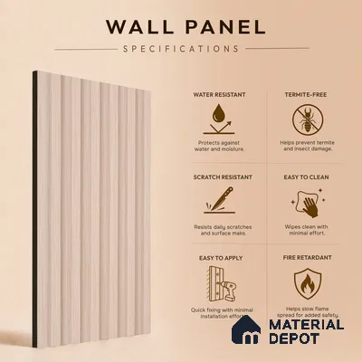 Cappuccino Beige Fabric Look PN 07167 9.5 ft x 4.7 inch Charcoal Panel - 11 mm | Suitable for Feature Wall, TV Unit & Living Room | Width is Subjected to 5% Variation