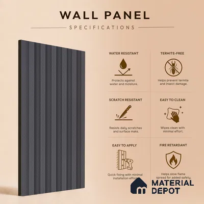 Graphite Grey Plain Colour Look PN 07170 9.5 ft x 4.7 inch Charcoal Panel - 11 mm | Suitable for Feature Wall, TV Unit & Living Room | Width is Subjected to 5% Variation