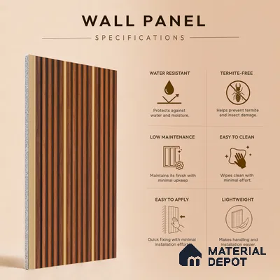 Wooden Look PN 07448 8 ft x 4.8 inch PVC Panel - 10 mm | Suitable for Living Room, Bedroom & Office | Width is Subjected to 5% Variation