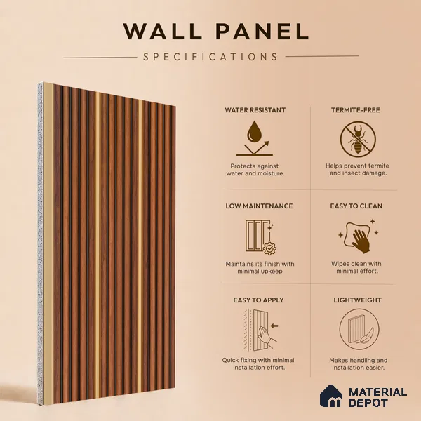 Wooden Look PN 07448 8 ft x 4.8 inch PVC Panel - 10 mm | Suitable for Living Room, Bedroom & Office | Width is Subjected to 5% Variation