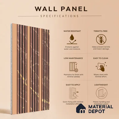 Wooden Look PN 07464 8 ft x 4.8 inch PVC Panel - 10 mm | Suitable for Living Room, Bedroom & Office | Width is Subjected to 5% Variation