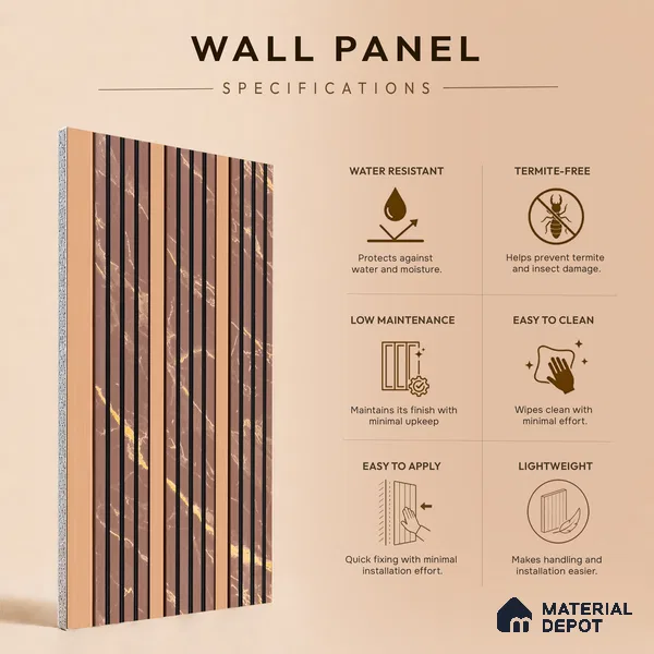 Wooden Look PN 07464 8 ft x 4.8 inch PVC Panel - 10 mm | Suitable for Living Room, Bedroom & Office | Width is Subjected to 5% Variation