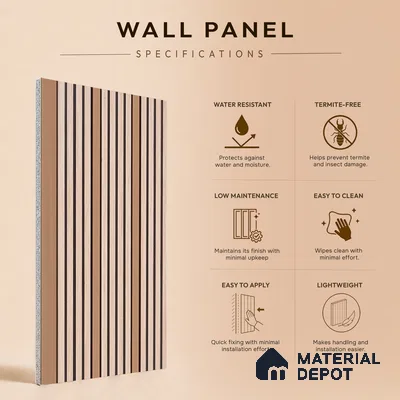 Warm Beige Plain Colour Look PN 07465 8 ft x 4.8 inch PVC Panel - 10 mm | Suitable for Living Room, Bedroom & Office | Width is Subjected to 5% Variation