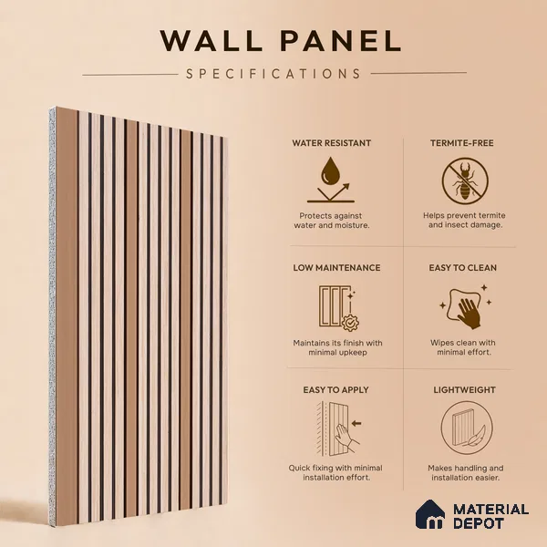 Warm Beige Plain Colour Look PN 07465 8 ft x 4.8 inch PVC Panel - 10 mm | Suitable for Living Room, Bedroom & Office | Width is Subjected to 5% Variation