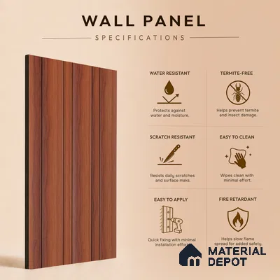 Wooden Look PN 07687 9.1 ft x 4.9 inch Charcoal Panel - 12 mm | Suitable for Living Room, Bedroom & TV Cabinet | Width is Subjected to 5% Variation