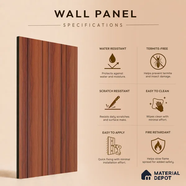 Wooden Look PN 07687 9.1 ft x 4.9 inch Charcoal Panel - 12 mm | Suitable for Living Room, Bedroom & TV Cabinet | Width is Subjected to 5% Variation