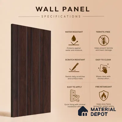 Wooden Look PN 07692 9.1 ft x 4.9 inch Charcoal Panel - 12 mm | Suitable for Living Room, Bedroom & TV Cabinet | Width is Subjected to 5% Variation
