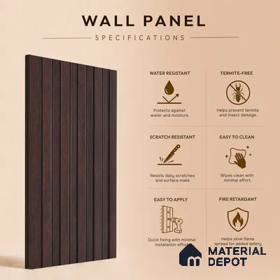 Wooden Look PN 07710 9.1 ft x 4.9 inch Charcoal Panel - 12 mm | Suitable for Living Room, Bedroom & TV Cabinet | Width is Subjected to 5% Variation