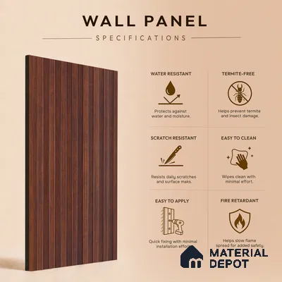 Wooden Look PN 07788 9.1 ft x 4.9 inch Charcoal Panel - 12 mm | Suitable for Living Room, Bedroom & TV Cabinet | Width is Subjected to 5% Variation