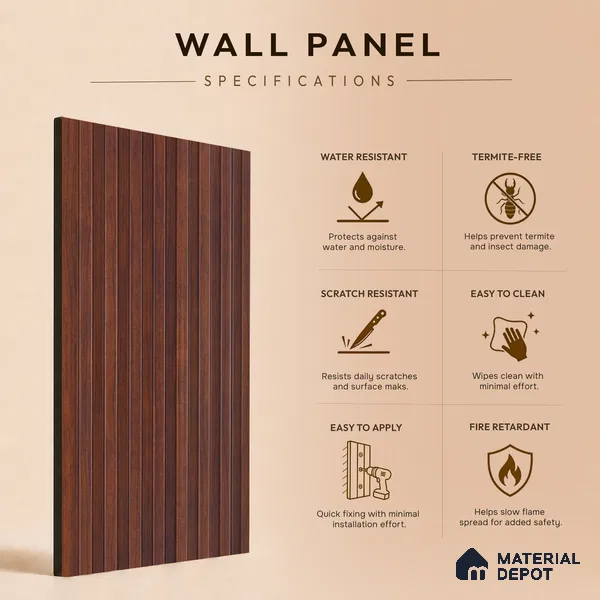 Wooden Look PN 07788 9.1 ft x 4.9 inch Charcoal Panel - 12 mm | Suitable for Living Room, Bedroom & TV Cabinet | Width is Subjected to 5% Variation