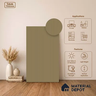 Caramel Brown Fluted Solid Color LM 24374 8 ft x 4 ft Texture Finish Decorative Laminate - 1 mm | Suitable for TV Unit,Wardrobe, Kitchen Cabinets
