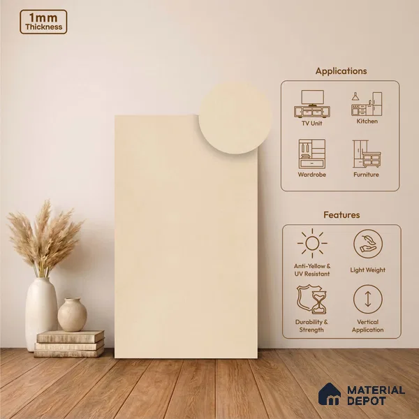 Stone Look LM 24381  8 ft x 4 ft Texture Finish Decorative Laminate - 1 mm | Suitable for TV Unit, Wardrobe, Kitchen Cabinets