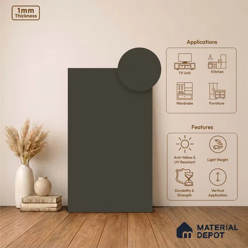 Grey Fabric Look LM 24397 8 ft x 4 ft Texture Finish Decorative Laminate - 1 mm | Suitable for TV Unit, Wardrobe, Kitchen Cabinets