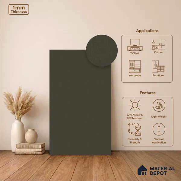 Grey Fabric Look LM 24397 8 ft x 4 ft Texture Finish Decorative Laminate - 1 mm | Suitable for TV Unit, Wardrobe, Kitchen Cabinets