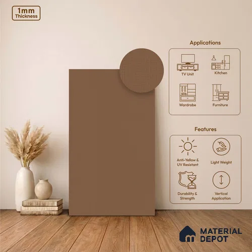 Brown Fabric Look LM 24399 8 ft x 4 ft Texture Finish Decorative Laminate - 1 mm | Suitable for TV Unit, Wardrobe, Kitchen Cabinets