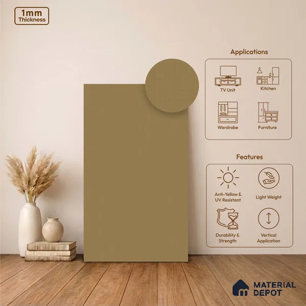 Brown Fabric Look LM 24400  8 ft x 4 ft Texture Finish Decorative Laminate - 1 mm | Suitable for TV Unit, Wardrobe, Kitchen Cabinets