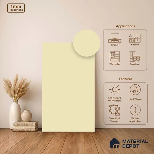 White Fabric Look LM 24401 8 ft x 4 ft Texture Finish Decorative Laminate - 1 mm | Suitable for TV Unit, Wardrobe, Kitchen Cabinets