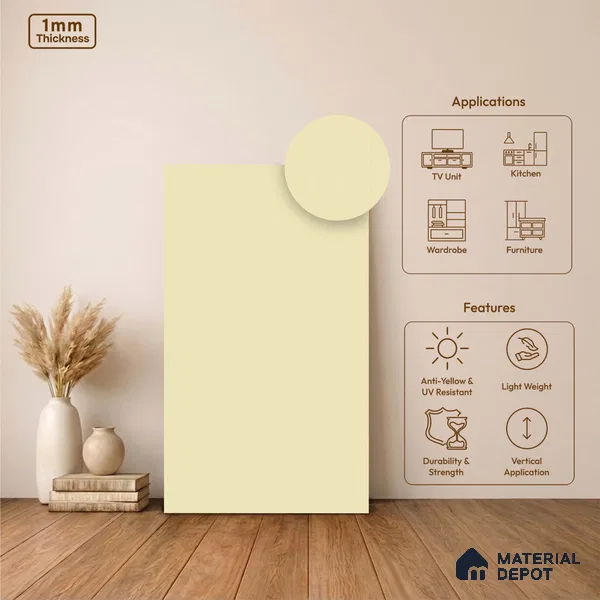 White Fabric Look LM 24401 8 ft x 4 ft Texture Finish Decorative Laminate - 1 mm | Suitable for TV Unit, Wardrobe, Kitchen Cabinets