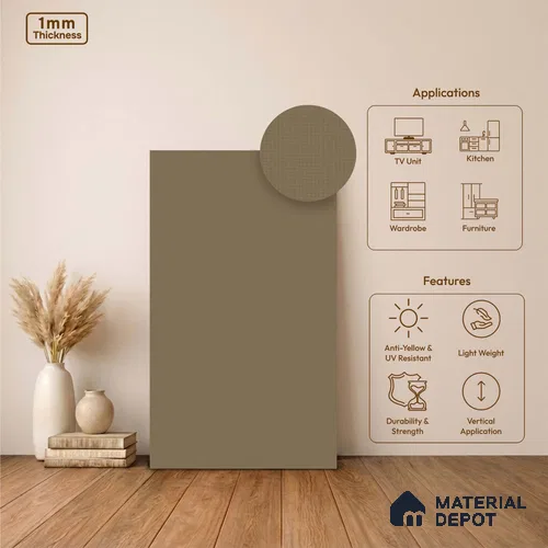 Brown Fabric Look LM 24403 8 ft x 4 ft Texture Finish Decorative Laminate - 1 mm | Suitable for TV Unit, Wardrobe, Kitchen Cabinets