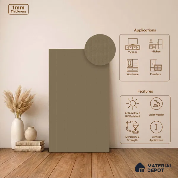 Brown Fabric Look LM 24403 8 ft x 4 ft Texture Finish Decorative Laminate - 1 mm | Suitable for TV Unit, Wardrobe, Kitchen Cabinets