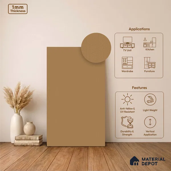 Brown Fabric Look LM 24404 8 ft x 4 ft Texture Finish Decorative Laminate - 1 mm | Suitable for TV Unit, Wardrobe, Kitchen Cabinets