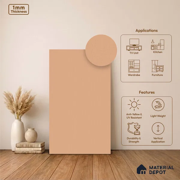 Brown Fabric Look LM 24405  8 ft x 4 ft Texture Finish Decorative Laminate - 1 mm | Suitable for TV Unit, Wardrobe, Kitchen Cabinets