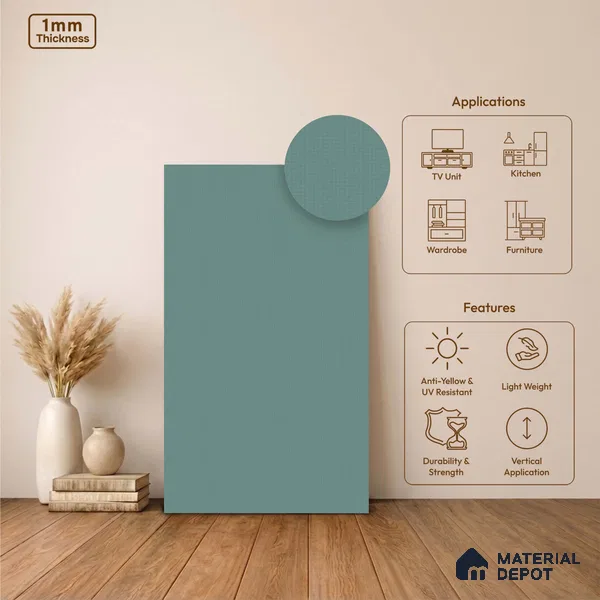 Blue Fabric Look LM 24407  8 ft x 4 ft Texture Finish Decorative Laminate - 1 mm | Suitable for TV Unit, Wardrobe, Kitchen Cabinets