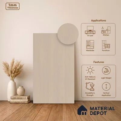 Wooden Look LM 24419 8 ft x 4 ft Texture Finish Decorative Laminate - 1 mm | Suitable for TV Unit, Wardrobe, Kitchen Cabinets