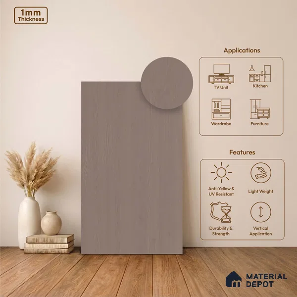 Wooden Look LM 24422 8 ft x 4 ft Texture Finish Decorative Laminate - 1 mm | Suitable for TV Unit, Wardrobe, Kitchen Cabinets