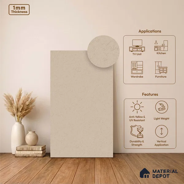 Stone Look LM 24438  8 ft x 4 ft Texture Finish Decorative Laminate - 1 mm | Suitable for TV Unit, Wardrobe, Kitchen Cabinets