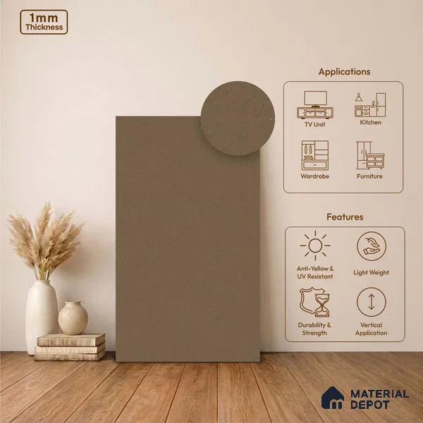 Stone Look LM 24439  8 ft x 4 ft Texture Finish Decorative Laminate - 1 mm | Suitable for TV Unit, Wardrobe, Kitchen Cabinets