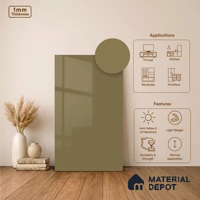 Ochre Brown Solid Colors Look LM 24449  8 ft x 4 ft High Gloss Finish Decorative Laminate - 1 mm | Suitable for Living Room, Kitchen, Office