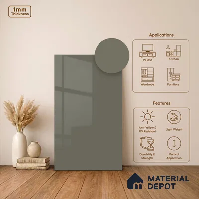 Deep Olive Green Solid Colors Look LM 24451  8 ft x 4 ft High Gloss Finish Decorative Laminate - 1 mm | Suitable for Living Room, Kitchen, Office