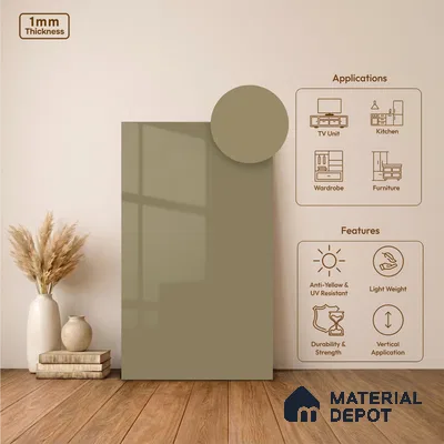 Light Caramel Brown Solid Colors Look LM 24453  8 ft x 4 ft High Gloss Finish Decorative Laminate - 1 mm | Suitable for Living Room, Kitchen, Office