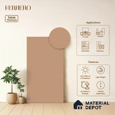Orange Abstract look Ferrero 1E234 HCO Blush Pink 8 ft x 4 ft Honey Comb Finish Decorative Laminate - 1 mm | Matching E3 Edgeband Code - (1060)