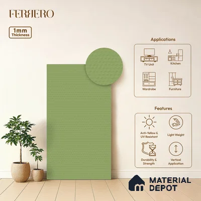 Green Abstract look Ferrero 1E243 HCO Pastel Green 8 ft x 4 ft Honey Comb Finish Decorative Laminate - 1 mm | Matching E3 Edgeband Code - (1057)