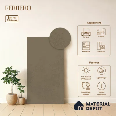 Cream Cement look Ferrero 1E232 PL Subtle Clay Beige 8 ft x 4 ft Plaster Finish Decorative Laminate - 1 mm | Matching E3 Edgeband Code - (232)
