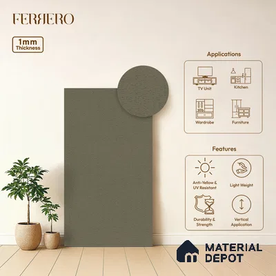 Green Fabric look Ferrero 1E229 RF Cool Grey 8 ft x 4 ft Real Fabric Finish Decorative Laminate - 1 mm | Matching Rehau Edgeband Code - (75709)