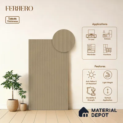 Marble Fluted 1E226 PF Striped Sand Beige 8 ft x 4 ft Texture Finish Decorative Laminate - 1 mm | Suitable for TV Unit,Wardrobe, Kitchen Cabinets