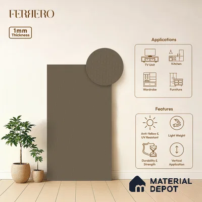 Brown Abstract look Ferrero 1E211 KK Sand Beige 8 ft x 4 ft Kabaark Finish Decorative Laminate - 1 mm | Matching E3 Edgeband Code - (1113)