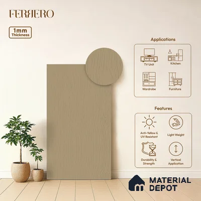 Wooden Look 239 SSC lrish Cream 8 ft x 4 ft Smooth Syncro Finish Decorative Laminate - 1 mm | Suitable for TV Unit, Wardrobe, Kitchen Cabinets