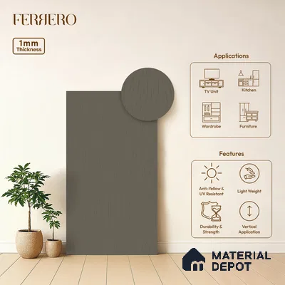 Wooden Look 238 SSC Dove Grey 8 ft x 4 ft Smooth Syncro Finish Decorative Laminate - 1 mm | Suitable for TV Unit, Wardrobe, Kitchen Cabinets