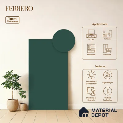 Blue Solid Colors look Ferrero 1E237 SMT Sage Teal Blue 8 ft x 4 ft Satin Matt Finish Decorative Laminate - 1 mm | Suitable for Living Room, Kitchen, Office | Matching Prism Edgeband Code - (10173)