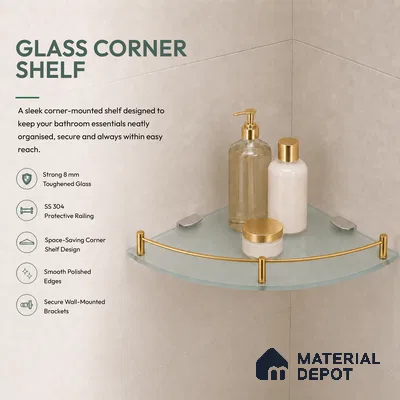 Glass Corner 9001 GC 1212 Gold Swan Gold Finish SS 304 | 5 Years Warranty