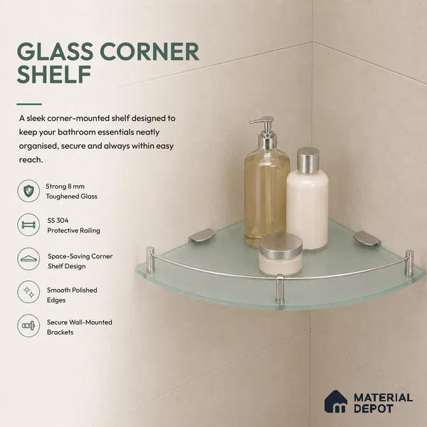 Glass Corner 9001 GC 1212 Chrome Swan Chrome Finish SS 304 | 5 Years Warranty